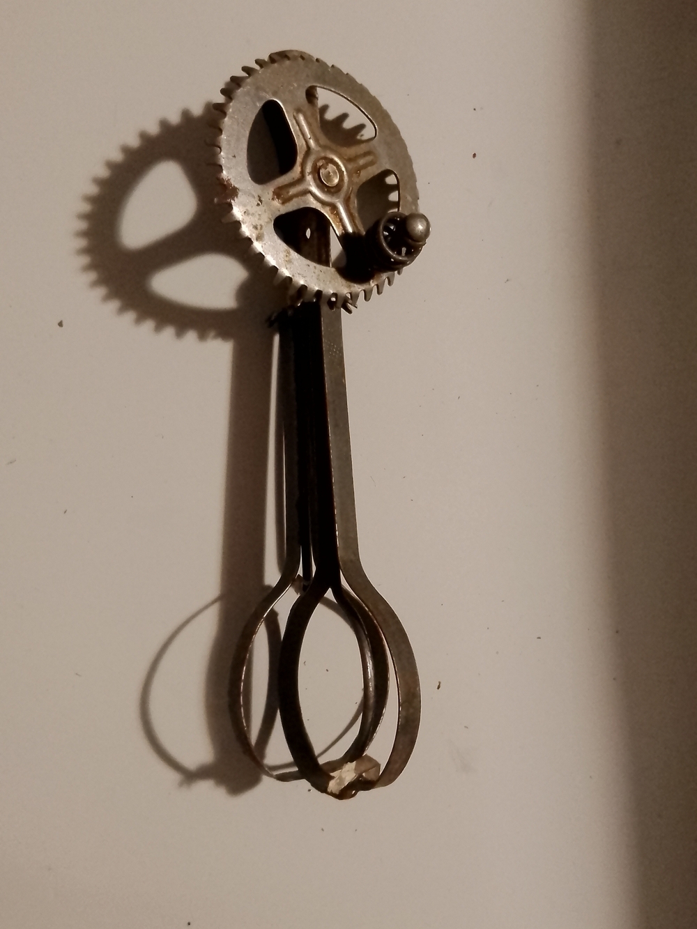 Vintage Silver Hand Crank Egg Beater Decor Silver